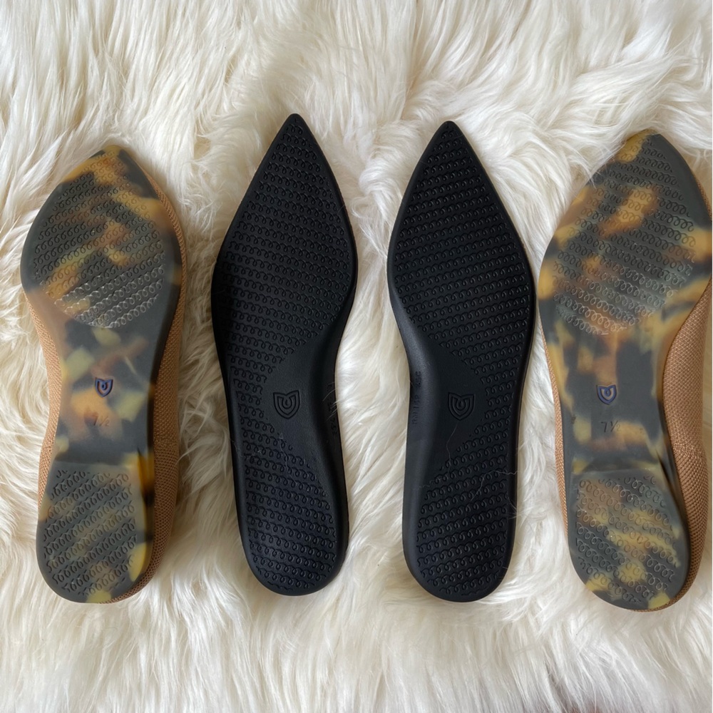 Rothy's Brown Pointed Flats with Blue Trim - Picture 6 of 11